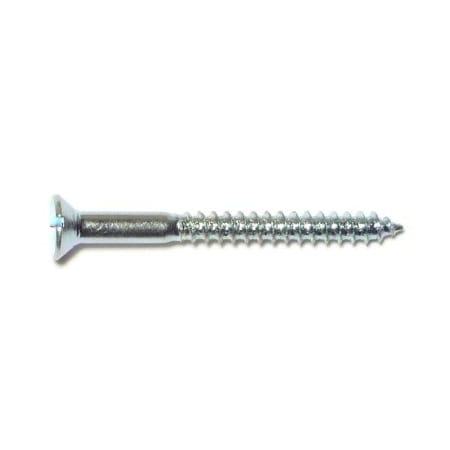 Midwest Fastener Wood Screw, #6, 1-1/4 in, Zinc Plated Steel Flat Head Slotted Drive, 64 PK 61886